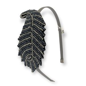 Ann Taylor LOFT Silver Grey Leaf Headband